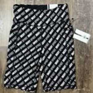 DKNY Printed High-Waist 9 Bike Shorts Black Outline M